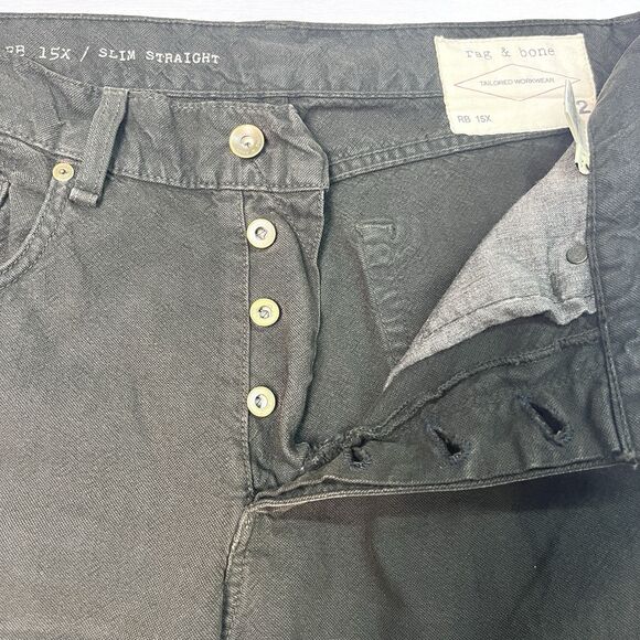Rag & Bone Jeans Mens 32X34 Green Fatigue Cotton RB 15X Slim Straight Button Fly - Picture 3 of 11